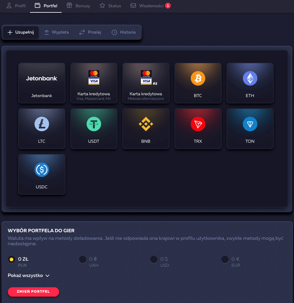 Metody wpłat w Vavada